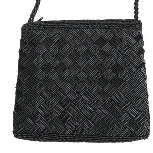 Walborg Vintage Black Beaded Small Square Purse